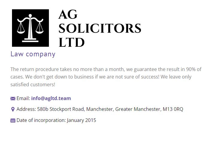 Read more about the article AG SOLICITORS LTD отзывы